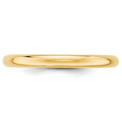 10k Yellow Gold 2.5mm Half Round Wedding Band Size 7