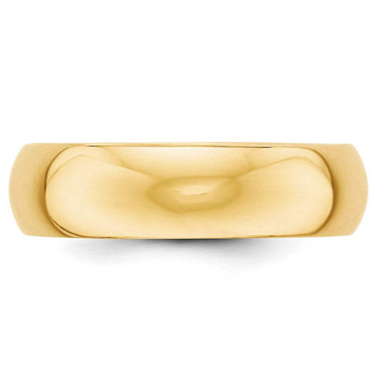 10k Yellow Gold 6mm Half Round Wedding Band Size 12.5