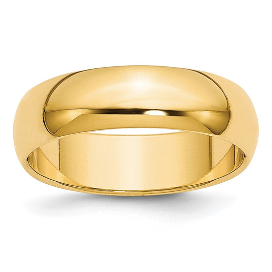 10k Yellow Gold 6mm Half Round Wedding Band Size 9