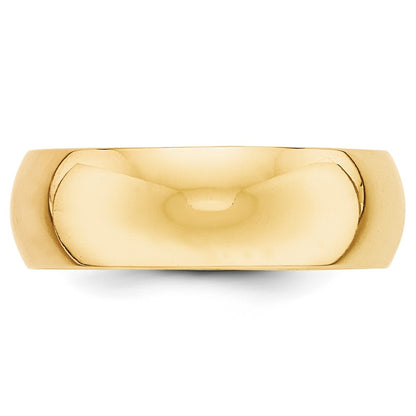 10k Yellow Gold 7mm Half Round Wedding Band Size 8.5