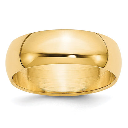 10k Yellow Gold 7mm Half Round Wedding Band Size 9
