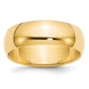 10k Yellow Gold 7mm Half Round Wedding Band Size 11.5