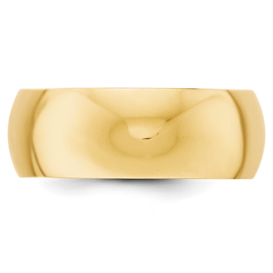 10k Yellow Gold 8mm Half Round Wedding Band Size 13