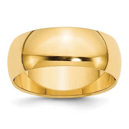 10k Yellow Gold 8mm Half Round Wedding Band Size 13.5