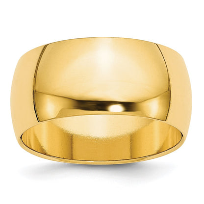 10k Yellow Gold 10mm Half Round Wedding Band Size 10