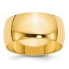 10k Yellow Gold 10mm Half Round Wedding Band Size 6