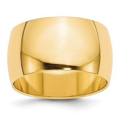10k Yellow Gold 12mm Half Round Wedding Band Size 7.5