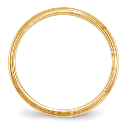 10k Yellow Gold 2.5mm Half Round with Edge Wedding Band Size 8