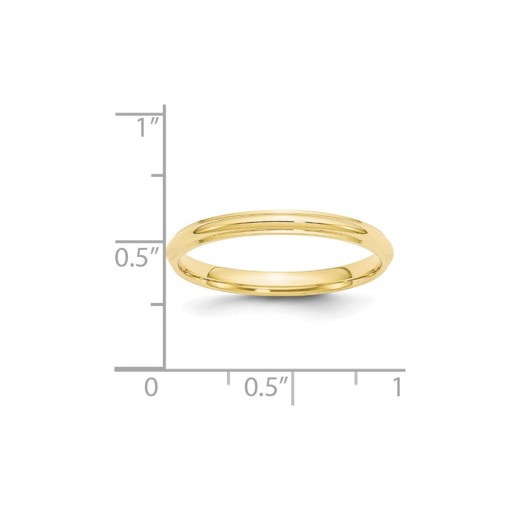 10k Yellow Gold 2.5mm Half Round with Edge Wedding Band Size 8.5