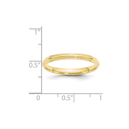 10k Yellow Gold 2.5mm Half Round with Edge Wedding Band Size 8.5