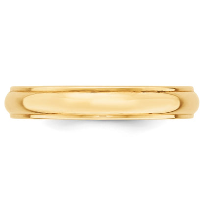 10k Yellow Gold 4mm Half Round with Edge Wedding Band Size 9