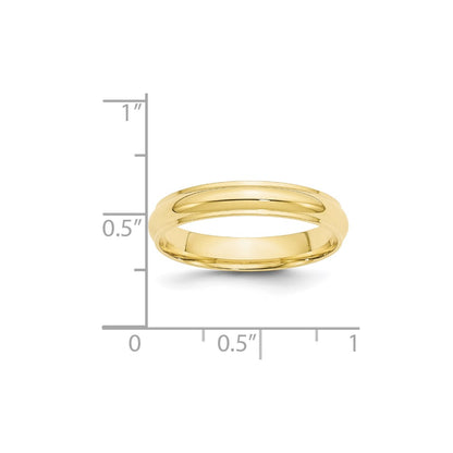 10k Yellow Gold 4mm Half Round with Edge Wedding Band Size 9