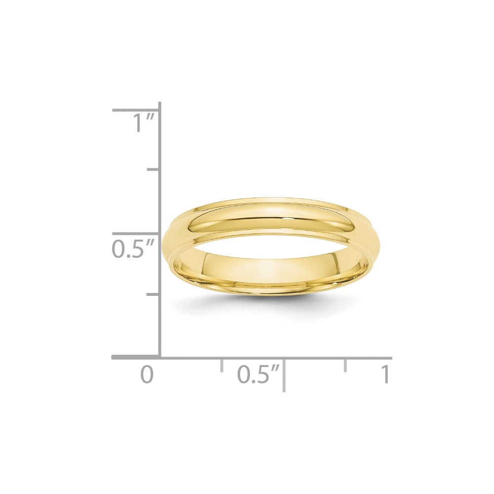 10k Yellow Gold 4mm Half Round with Edge Wedding Band Size 7