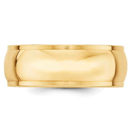 10k Yellow Gold 8mm Half Round with Edge Wedding Band Size 12