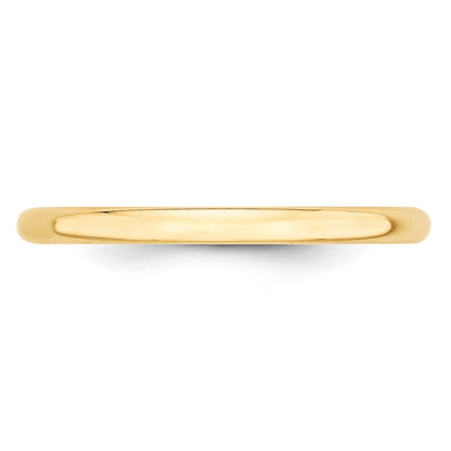 10k Yellow Gold 2mm Lightweight Half Round Wedding Band Size 12.5
