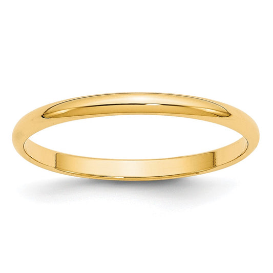 10k Yellow Gold 2mm Lightweight Half Round Wedding Band Size 10.5