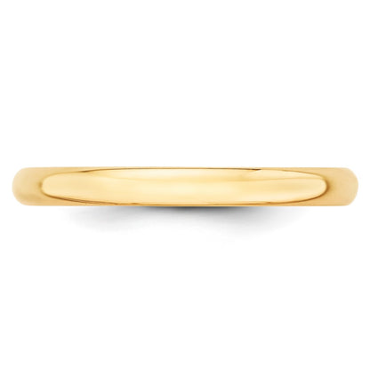 10k Yellow Gold 2.5mm Lightweight Half Round Wedding Band Size 9.5