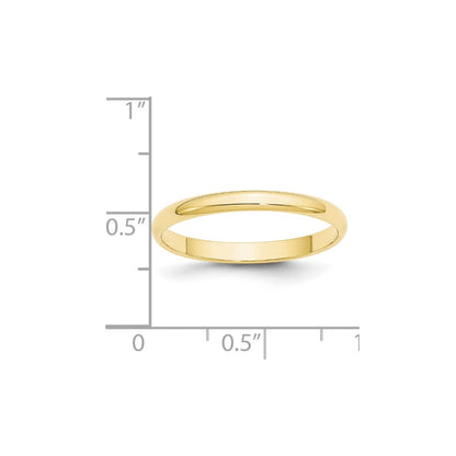 10k Yellow Gold 2.5mm Lightweight Half Round Wedding Band Size 4