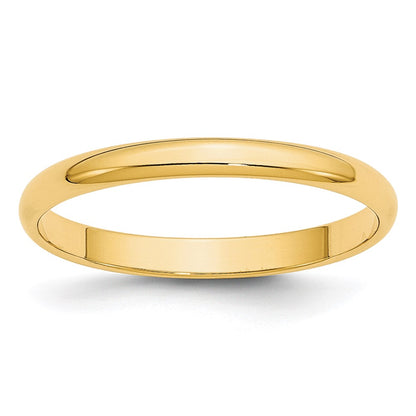 10k Yellow Gold 2.5mm Lightweight Half Round Wedding Band Size 7.5