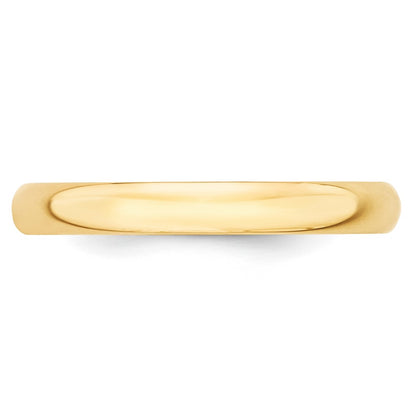 10k Yellow Gold 3mm Lightweight Half Round Wedding Band Size 9