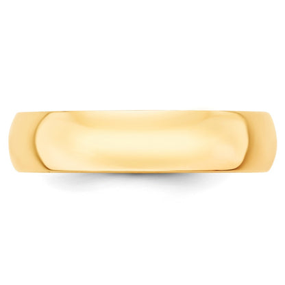 10k Yellow Gold 5mm Lightweight Half Round Wedding Band Size 5.5