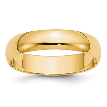 10k Yellow Gold 5mm Lightweight Half Round Wedding Band Size 5.5