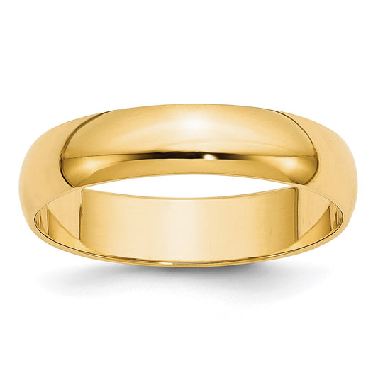 10k Yellow Gold 5mm Lightweight Half Round Wedding Band Size 4.5