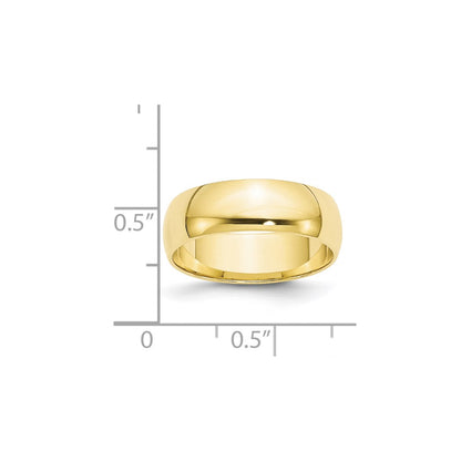 10k Yellow Gold 6mm Lightweight Half Round Wedding Band Size 11.5