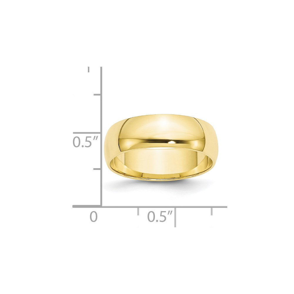 10k Yellow Gold 6mm Lightweight Half Round Wedding Band Size 7.5