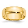 10k Yellow Gold 6mm Lightweight Half Round Wedding Band Size 8