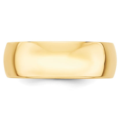 10k Yellow Gold 7mm Lightweight Half Round Wedding Band Size 14