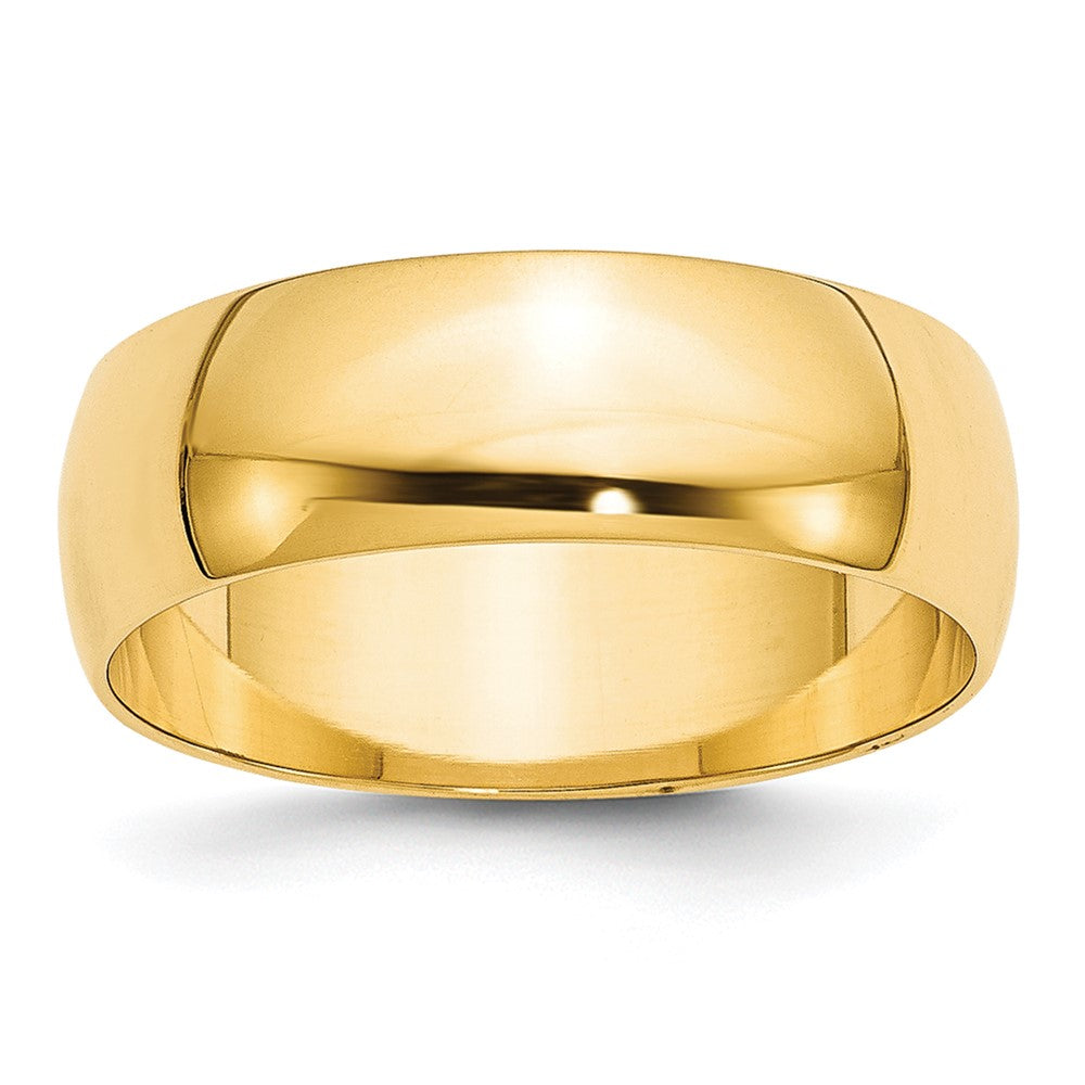 10k Yellow Gold 7mm Lightweight Half Round Wedding Band Size 6.5