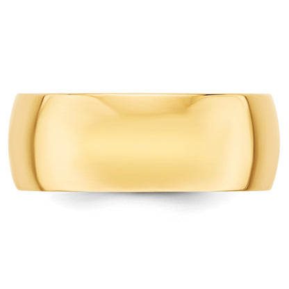 10k Yellow Gold 8mm Lightweight Half Round Wedding Band Size 11.5