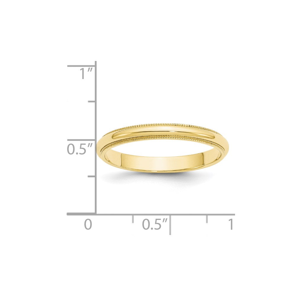 10k Yellow Gold 3mm Milgrain Half Round Wedding Band Size 8