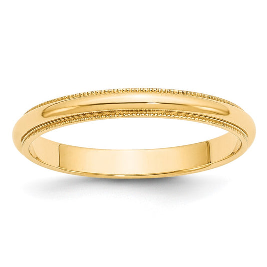 10k Yellow Gold 3mm Milgrain Half Round Wedding Band Size 7.5