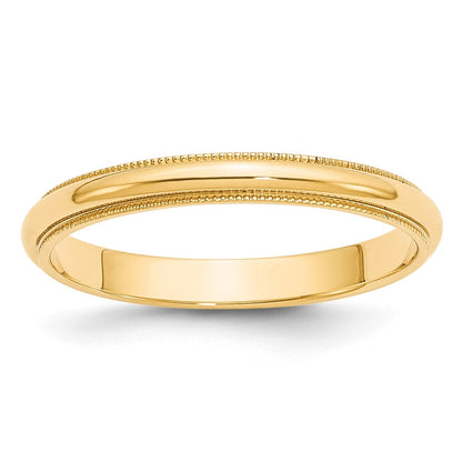 10k Yellow Gold 3mm Milgrain Half Round Wedding Band Size 4.5