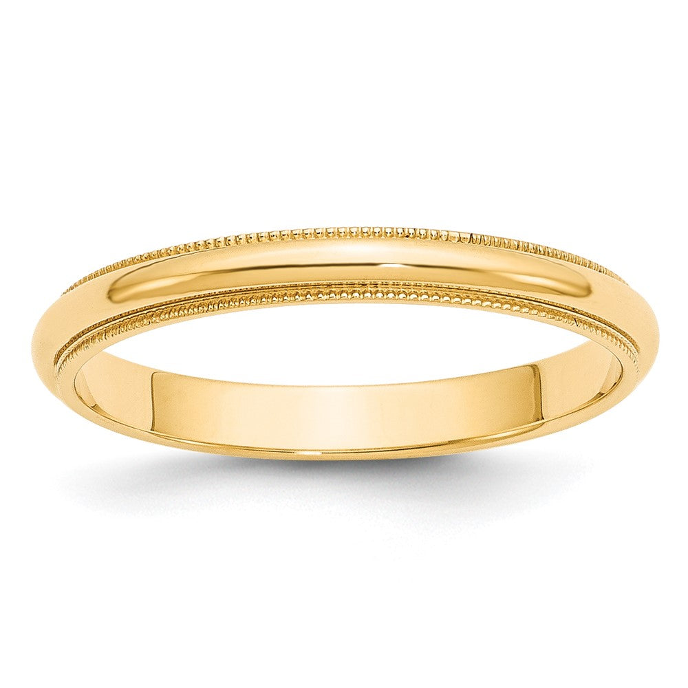 10k Yellow Gold 3mm Milgrain Half Round Wedding Band Size 8