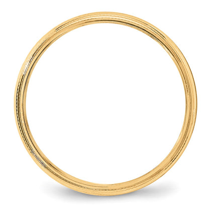 10k Yellow Gold 4mm Milgrain Half Round Wedding Band Size 6.5