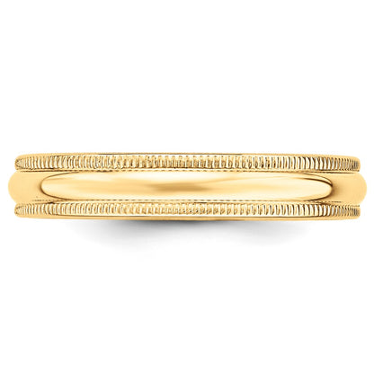 10k Yellow Gold 4mm Milgrain Half Round Wedding Band Size 11.5