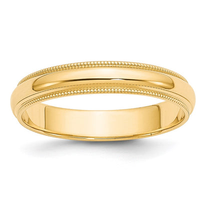 10k Yellow Gold 4mm Milgrain Half Round Wedding Band Size 12