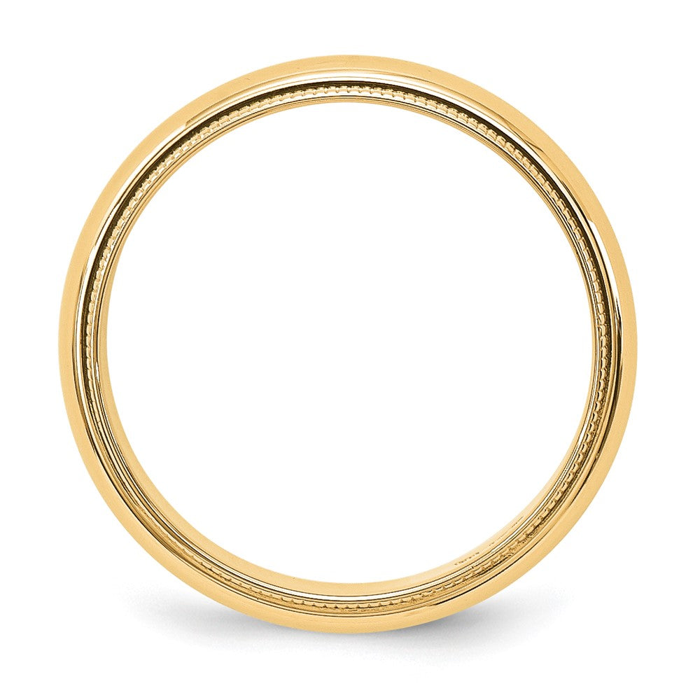 10k Yellow Gold 5mm Milgrain Half Round Wedding Band Size 8