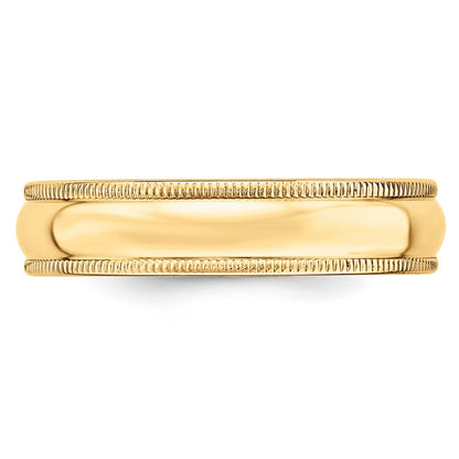 10k Yellow Gold 5mm Milgrain Half Round Wedding Band Size 12