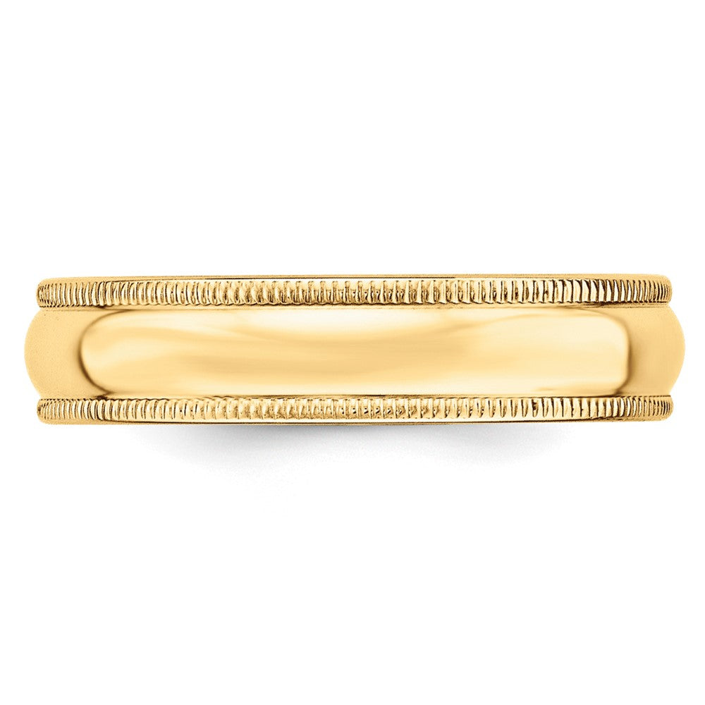 10k Yellow Gold 5mm Milgrain Half Round Wedding Band Size 8
