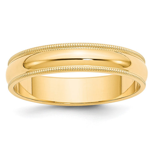 10k Yellow Gold 5mm Milgrain Half Round Wedding Band Size 10