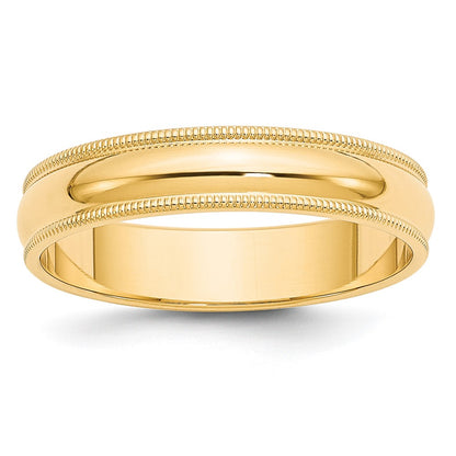10k Yellow Gold 5mm Milgrain Half Round Wedding Band Size 9.5