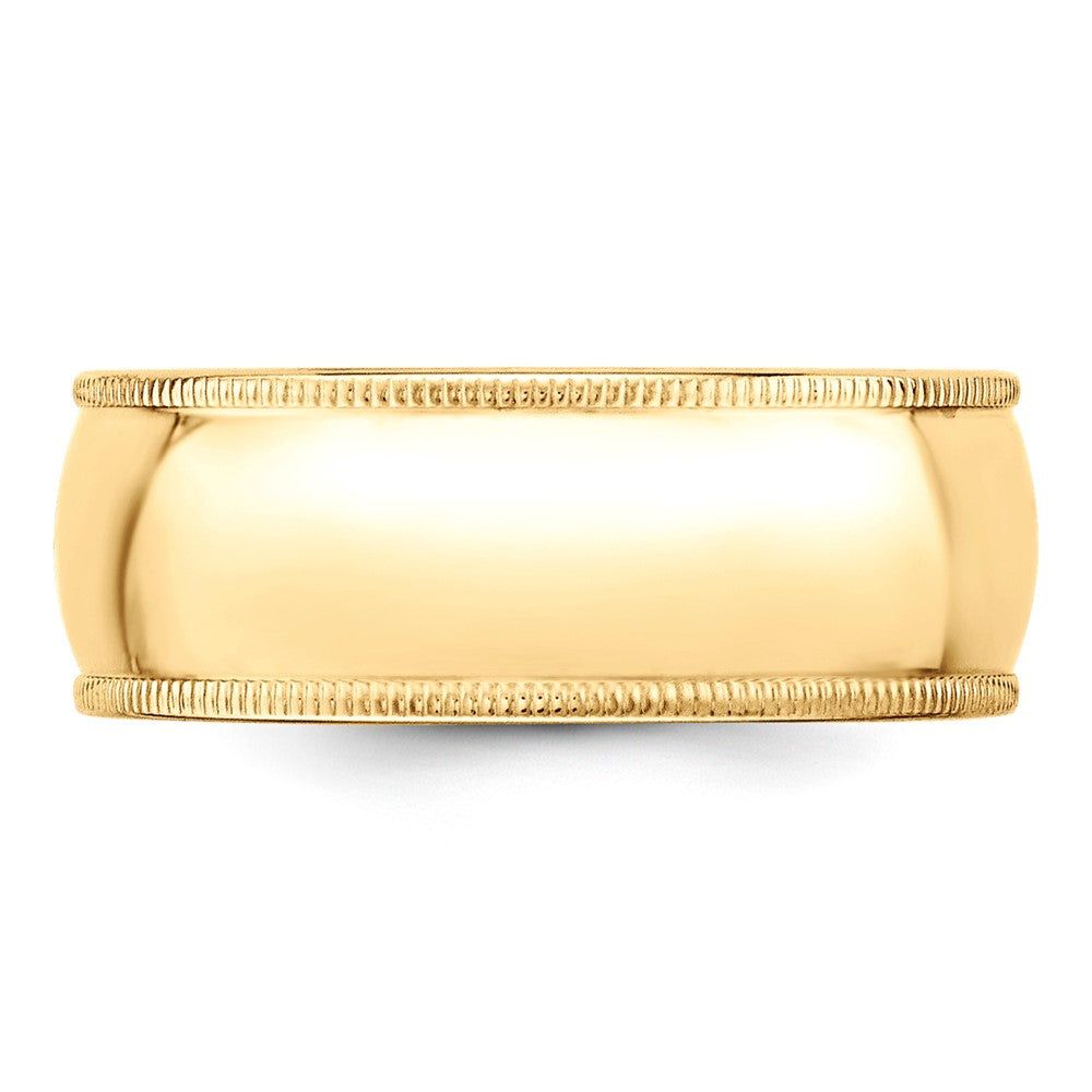 10k Yellow Gold 8mm Milgrain Half Round Wedding Band Size 5.5