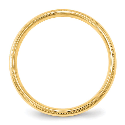 10k Yellow Gold 4mm Milgrain Half Round Comfort Fit Wedding Band Size 5.5