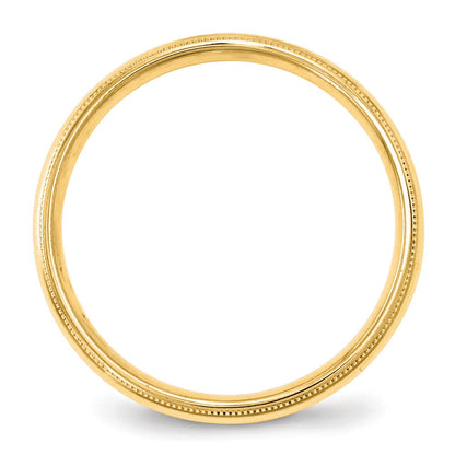 10k Yellow Gold 4mm Milgrain Half Round Comfort Fit Wedding Band Size 7.5