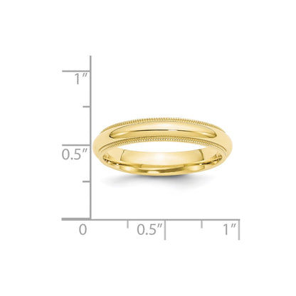 10k Yellow Gold 4mm Milgrain Half Round Comfort Fit Wedding Band Size 8.5