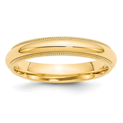 10k Yellow Gold 4mm Milgrain Half Round Comfort Fit Wedding Band Size 5.5